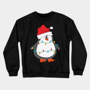 Funny Penguin Santa Hat Christmas Lights Christmas Tree Penguin Lover Christmas Gift Crewneck Sweatshirt